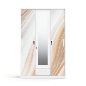 Armoire métallique imprimée à 3 portes coulissantes avec miroir et tiroir, structure en acier de 1200 mm, vente chaude sur le marché SEA - Product Image 1