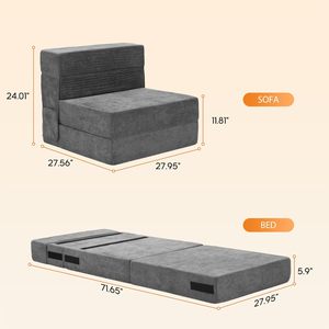 Canapé-lit pliable Chaise-lit convertible avec oreiller en mousse à <span class=keywords><strong>mémoire</strong></span> <span class=keywords><strong>de</strong></span> <span class=keywords><strong>forme</strong></span> haute densité Canapé pliant Canapé <span class=keywords><strong>futon</strong></span> - Product Image 2