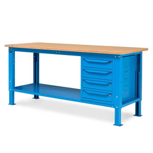 Fami WORK2004 Banco de trabajo ajustable de 200cm con encimera de madera y armario de 4 cajones - Product Image 3