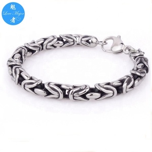 Bracelet en argent rond lourd, chaîne byzantine royale, solide, fait à la <span class=keywords><strong>main</strong></span> - Product Image 1