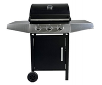 Barbecue au gaz propane commercial à 4 brûleurs, cuisine extérieure portable moderne, chariot avec fonction rôtissoire intérieure, acier thermolaqué