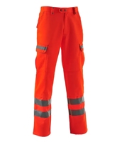 Pantalon cargo pour homme ignifuge et antistatique, 98% coton, 2% élasthanne, avec poches latérales, bande réfléchissante argentée haute visibilité