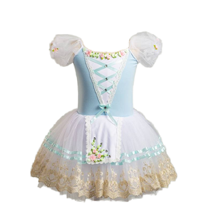 Vestido de Danza Ballet para Niñas 2025 con Encaje y Borde Dorado, Traje de Tutú para Actuación de Ballet, Ropa de Competición para Niñas - Product Image 1
