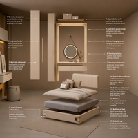 Commode en chêne crème français avec LED et miroir, armoire, coiffeuse pour chambre à coucher, personnalisable