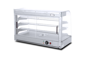 Vitrine chauffante professionnelle 1,6 kW pour aliments, 900 mm, avec porte vitrée, pour restaurants, boulangeries et traiteurs - Product Image 3