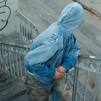 Sudadera con capucha y cremallera para hombre, estilo urbano, 100% algodón, estampado con salpicaduras de pintura, oversize, lavada, desgastada y rasgada