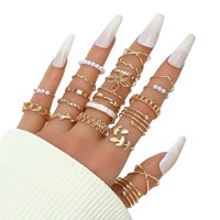 Ensemble de 22 bagues papillon pour femmes, bagues empilables pour les doigts, bijoux ajustables