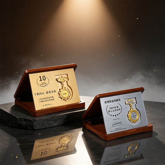 Wholesale Customized Red Wooden Plaque Medal Award Metal Trophy with Wooden Box Available for Bulk Orders Awards with Dance