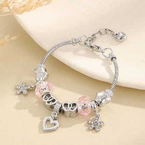 Panjia DIY pulsera de cadena de cobre con cuentas chapado en oro oso amor diamantes de imitación flor colgante transfronterizo aleación Popular inspirado <span class=keywords><strong>Dora</strong></span> - Product Image 3