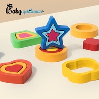 Papan Puzzle Bentuk Sarang Kayu Warna-warni dengan Bintang, Hati, Bunga, dan Balok Geometris Mainan Edukasi Montessori untuk Anak-anak Z14409A
