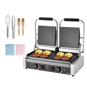 Grill panini électrique HUAZE Commercial 3600W en acier inoxydable, double presse-sandwich avec poignée pour sandwichs et cuisson - Product Image 1