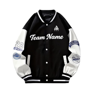 Groothandel op maat gemaakte varsity baseballjas, geborduurd teamlogo & opschrift, klassieke geribde boorden voor school- en clubidentiteit - Product Image 1