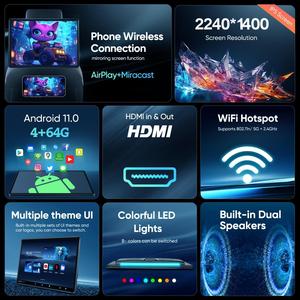 Monitor de reposacabezas con pantalla táctil IPS de 14 pulgadas con alta resolución 2240X1400, 4 + 64G, espejo de teléfono, 128 luces ambientales - Product Image 2