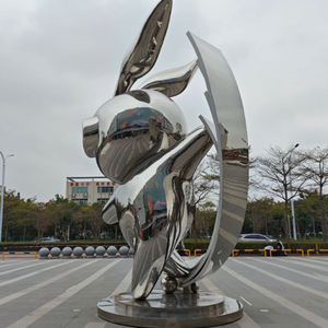 Sculpture de méduse en acier inoxydable moderne, durable et créative à grande échelle pour une utilisation en extérieur dans les jardins et les immeubles de bureaux - Product Image 5