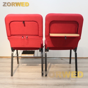 Factory New Custom Commercial Conference Furniture <strong>Cheap</strong> Metal Red Church <strong>Chair</strong> with <strong>Folding</strong> Table on the Panel for Church Used - Product Image 4