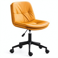 Chaise de bar JOHOOFURNITURE en cuir PU jaune moutarde capitonnée, réglable en hauteur, pour bureau, comptoir, vente en gros, tabouret de bar, pub