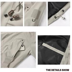 Giacca a Vento Personalizzata da Uomo con Zip, Impermeabile, Nera, <span class=keywords><strong>Bomber</strong></span>, per Campeggio, Larga, Sottile, Softshell con Cappuccio, per Escursionismo - Product Image 5