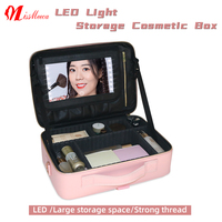 Missmeeca 2023 sac de voyage boîte de rangement Led organisateur toilette femmes styliste et étui miroir de maquillage léger