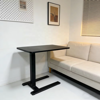 Bureau ergonomique en forme de H, réglable en hauteur pneumatiquement, avec base en fer et roulettes mobiles cachées, pour le bureau à domicile