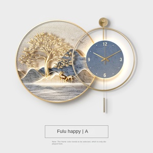 עץ הון ארט דקו האביב קריסטל קיר שעון עדיין חיים ציור מסגרת מתכת שחור/זהב לסיים סלון מפואר מסעדה - Product Image 6