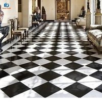 Carrelage en porcelaine effet marbre noir et blanc poli moderne, motif diamant 800x800mm, idéal pour les sols de salle de bain - Vente Flash