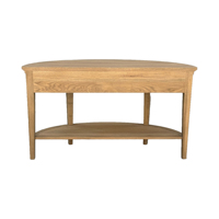 FH1036 Hamptons Demi-Lune Forme Ovale Pays Courbé Chêne Massif Unique Home Decor Console Table Luxe avec Étagères et Tiroirs