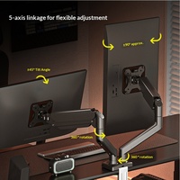 Support de bureau pour double moniteur, réglable en hauteur et orientable, avec bras de fixation pour ordinateur portable, capacité de charge 9 kg, pour ordinateurs