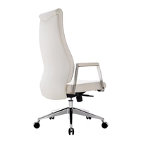 Chaise de bureau de direction moderne de luxe à dossier haut en cuir synthétique blanc pour les personnes de grande taille avec hauteur réglable