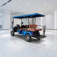 Voiturette de golf électrique de luxe bleue de haute qualité pour 6 passagers, tout-terrain, alimentée par batterie au lithium, idéale pour les zones touristiques