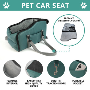 Taşınabilir Ayarlanabilir Katlanabilir Orta Konsol Köpek Araba Koltuğu, Küçük Köpekler ve Kediler için Çıkarılabilir Güvenlik Koltuğu Baskılı Desenli Seyahat Çantası ile - Product Image 4
