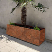 Penanam persegi luar ruang, peralatan tanam Pot bunga baja cuaca 36 "panjang X 12" lebar X 16"