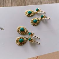 Boucles d'oreilles en pierre naturelle turquoise en gros avec cristaux en argent S925, artisanat de haute qualité, pierres précieuses pour cadeaux de bijoux