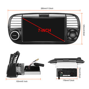 Radio de coche Podofo Android 7 ''inalámbrico Carplay /Android Auto 2 + 64G estéreo de coche GPS Wifi doble USB FM RDS para <span class=keywords><strong>Fiat</strong></span> 500 2007-2015 - Product Image 5
