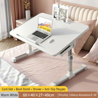 Bureau d'ordinateur pliable écologique, support pour ordinateur portable réglable en hauteur, table portable avec tiroir pour le travail, les études et le canapé