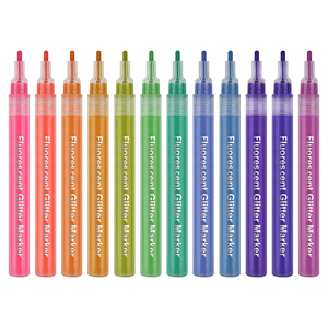 Nieuwe Populaire 12 Kleuren Fluorescerende Glitter Markeerstift Met Fijne Tip Praktisch Voor Student Tekenen En Kunst Journaling - Product Image 1
