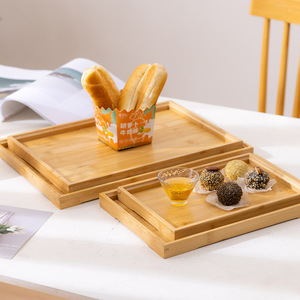 Bandeja de servir de bambú con patrón de madera engrosado para té, repostería, frutas y aperitivos, uso doméstico - Product Image 5