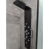 LEBED Ensemble de douche mural classique noir en acier inoxydable avec douchette LED et jet de pluie, garantie 5 ans