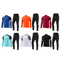 Combinaison d'entraînement de football à manches longues et demi-zip, respirante, 100 % polyester, pour l'automne, la course en extérieur, les tenues décontractées, et la personnalisation d'équipe de football