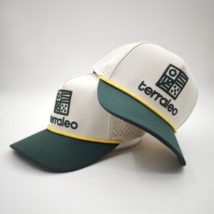 5 Panel Golf Cap Custom Embroidery Logo Low MOQ OEM Laser Perforated Quick Dry <b>Waterproof</b> Tech Fabric Supply - Product Image 5