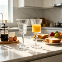 Verre à pied gaufré de luxe, gobelet polyvalent en cristal sans plomb pour mariage, fête, décoration de table à la maison