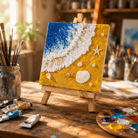 Peinture à l'huile 3D par numéros DIY, animaux de dessin animé, tissu carré, coquillages de plage, cadeaux de plage personnalisables