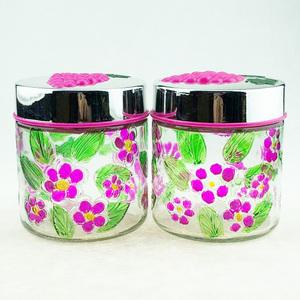 ขวดโหลแก้วใส่ลูกกวาดแบบยั่งยืน4ชิ้นพร้อมฝาหมุนและชุดชั้นวางของโลหะความจุ700มล. ทาสีด้วยมือสำหรับใช้ในครัว - Product Image 4