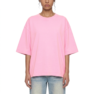 Camiseta Oversize de Algodón con Cuello Redondo Unisex, Ajuste Relajado, Camiseta Básica Oversize de Peso Pesado, Camiseta Casual con Hombros Caídos, Premium B - Product Image 1