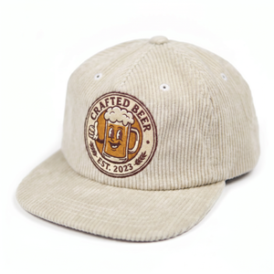 Casquette en velours côtelé non structurée avec logo brodé personnalisé OEM à 5 panneaux et fermeture snapback - Product Image 2
