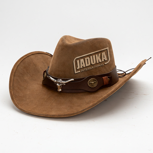 <b>Cowboy</b> for Men Women Cowgirl Hat Texan Style Wide Brim Felt Hats Vintage Retro Leather Western - Product Image 1
