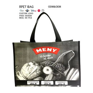 Fabricant de sacs à provisions fourre-tout en RPET imprimés avec logo personnalisé Sac en RPET recyclable réutilisable écologique avec certification GRS - Product Image 1