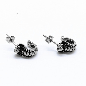 yunnique Snake <b>Stud</b> Earrings Tibetan <b>Silver</b> Titanium Steel Animal Shape Fashion Jewelry for Men Women - Product Image 5
