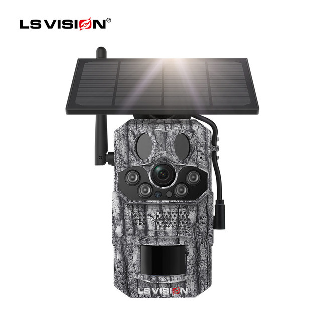 LS VISION 4G LTE Cellular Solar Trail Camera 3 PIR Wide-angle Detection Battery Camera 940nm Infrared Light AI Detection Alert