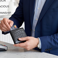 Portefeuille long en cuir PU à motif crocodile avec logo personnalisé, vente en gros, pour femmes et hommes