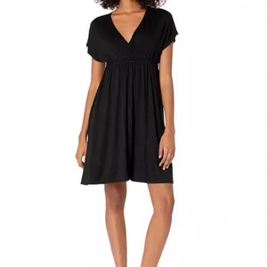 Robe mi-longue ample en viscose pour femme, plissée, col en V, confortable, sexy <span class=keywords><strong>et</strong></span> décontractée, idéale pour <span class=keywords><strong>les</strong></span> banquets <span class=keywords><strong>et</strong></span> le quotidien – Collection Automne - Product Image 1